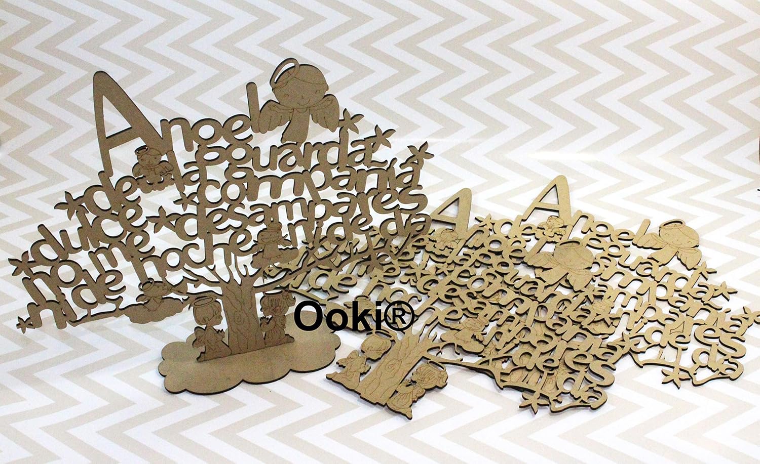 Large 12" Guardian Angel Tree Wood with Stand Laser Cutout Wooden Baptism Centerpiece First Communion Quinceañera Children Kids Party Favors Home Decor Christening (6)