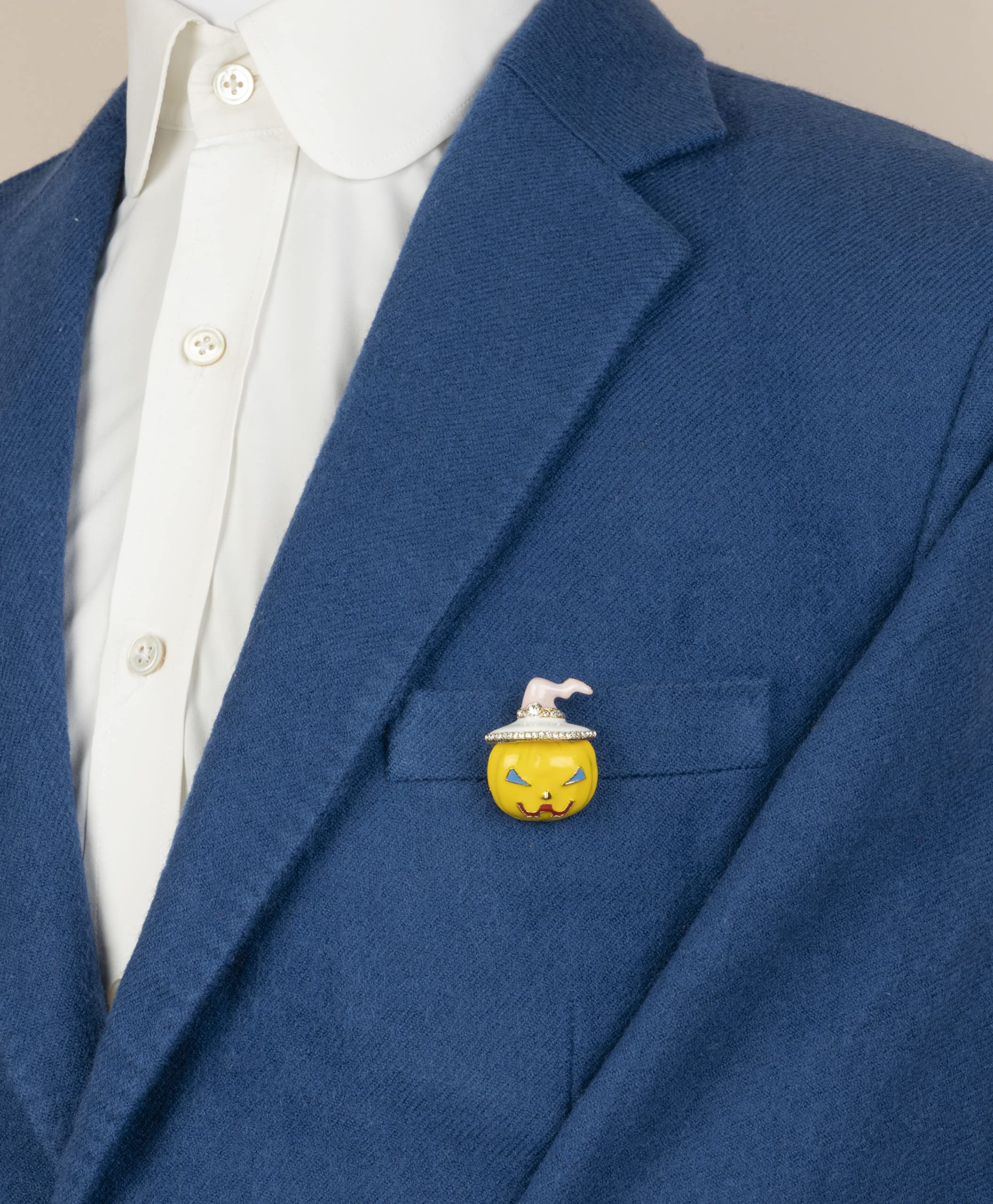 Brooch Lapel Pin for Men Halloween Special Yellow Pumkin Pink Hat And Stone Detailing Broochfor Suit Tuxedo of Shirts Tie Hat Scarf - Image 3