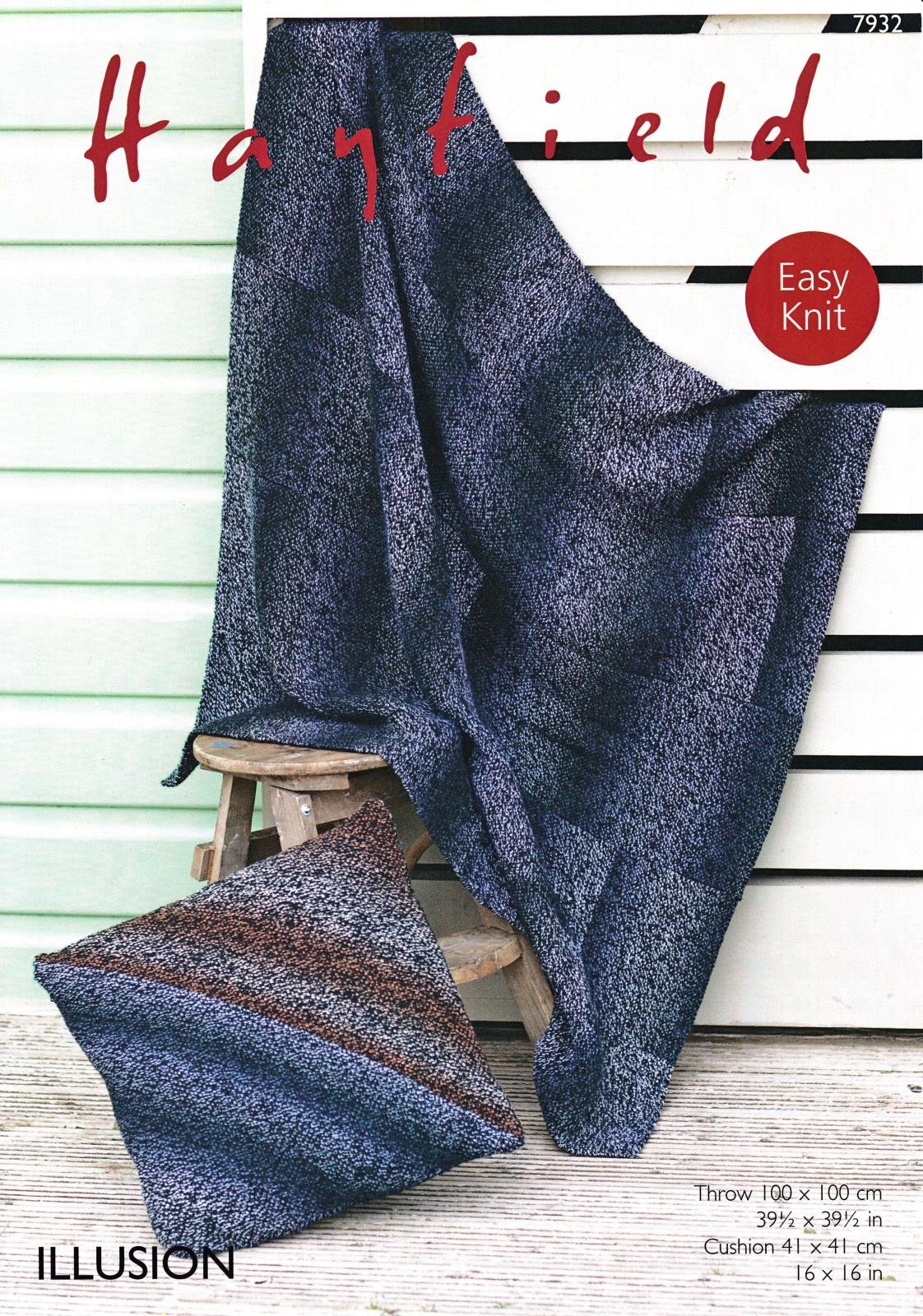 Sirdar 7932 Knitting Pattern Easy Knit Throw And Cushion In Hayfield Illusion Dk