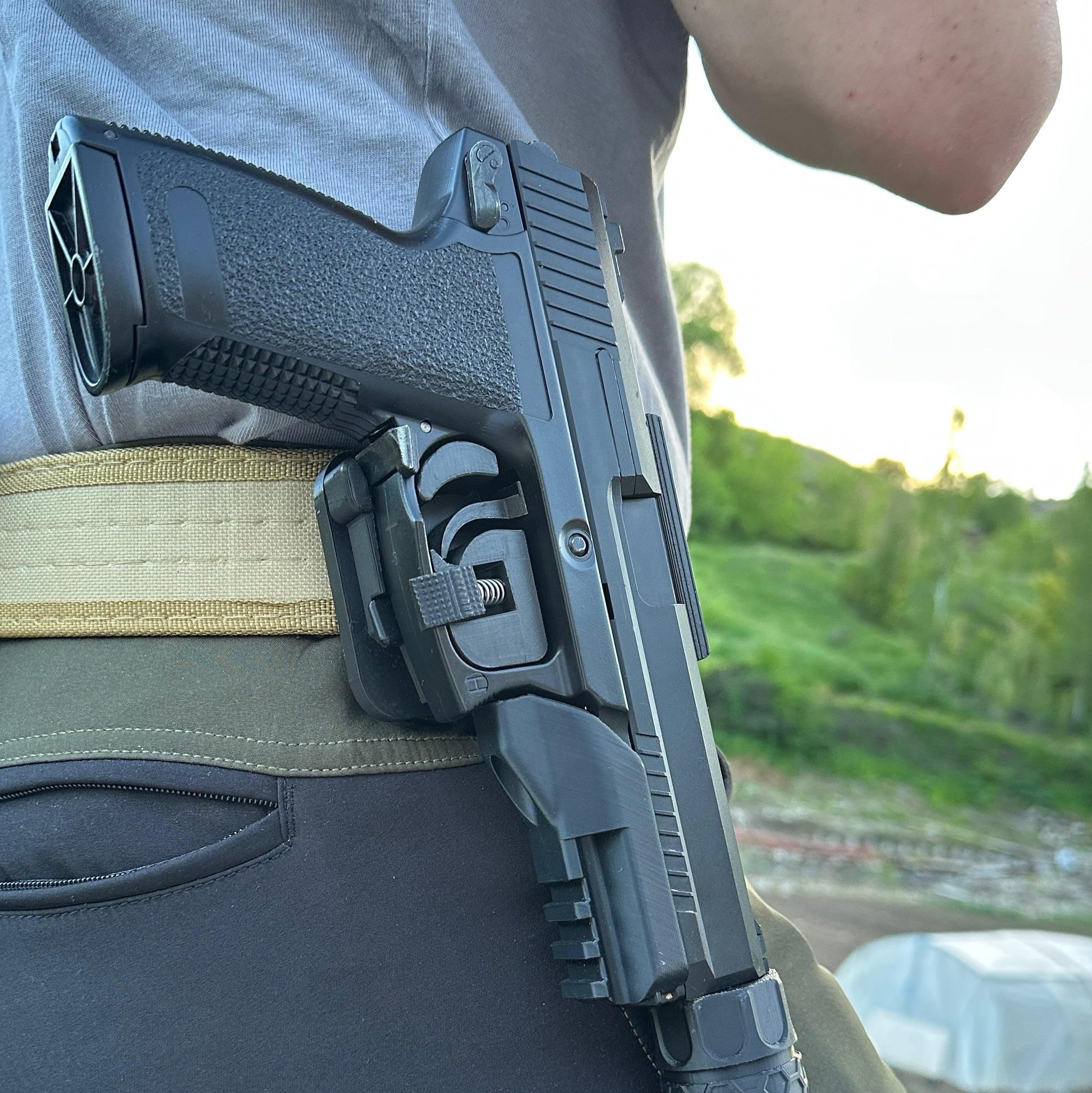 Viking Funda de Pistola MK23, Holster H&K MK23 SOCOM Airsoft, Compatible Tokyo Marui y Saigo Defense, para Diestros o Zurdos, para Sistema MOLLE, Chaleco o Cinturón, Airsoft