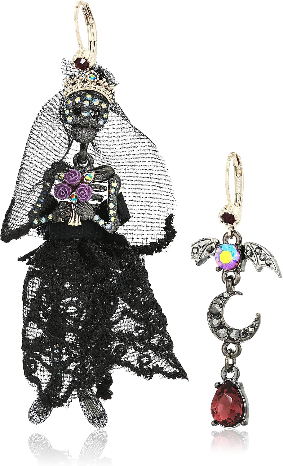 Betsey Johnson Skull Bride Mismatched Earrings