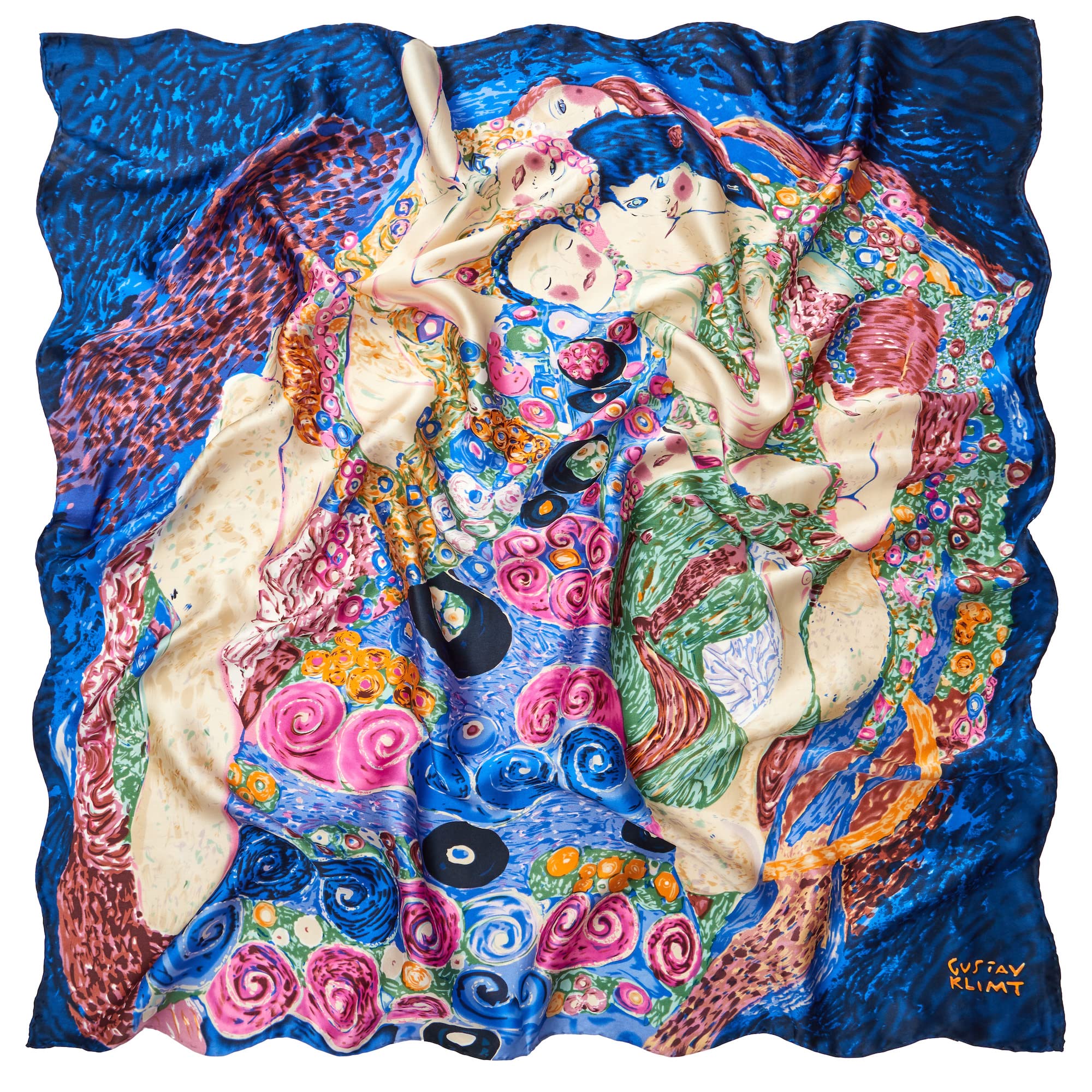 Chal foulard de seda con impresión de arte Art Nouveau Gustav Klimt 90cm cuadrado
