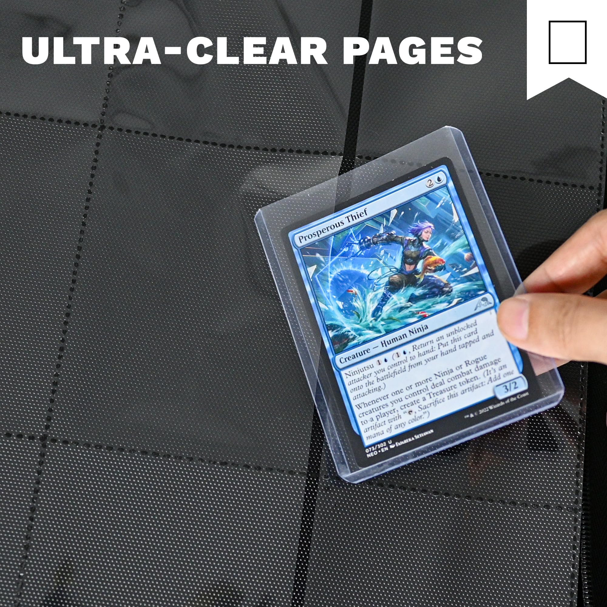Carpeta de carga superior, capacidad para 640 cargadores superiores, carpeta de carga superior de 16 bolsillos para tarjetas rígidas de 3 x 4 pulgadas, carpeta de tarjetas de doble cara Abulm