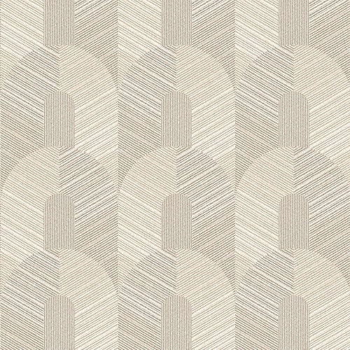 Hopepak Modern Geometric Wallpaper, Beige Herringbone Texture Peel and Stick