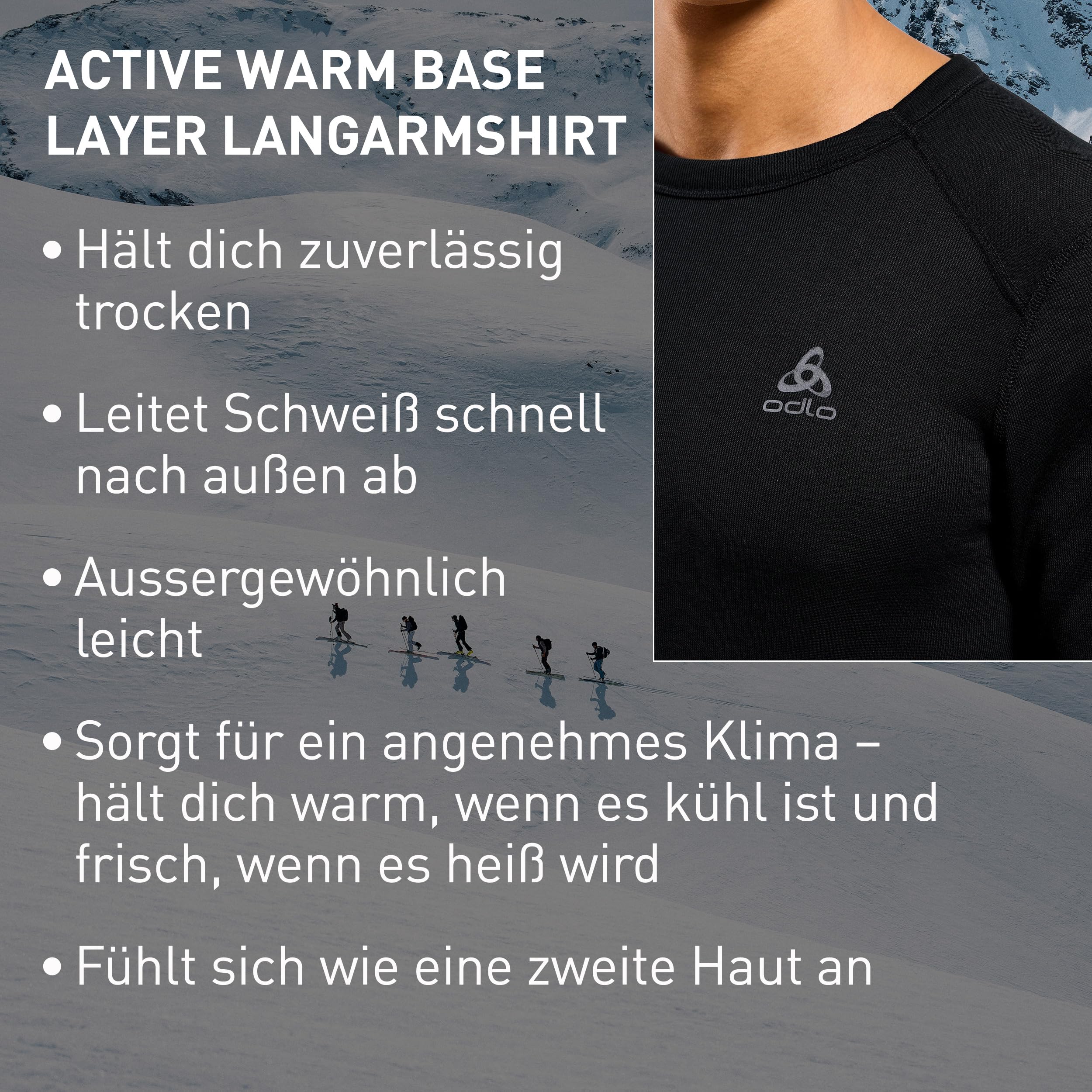 Odlo Herren Active Warm Langarm Thermoshirt Skiunterwäsche Funktionsunterwäsche 1er Pack