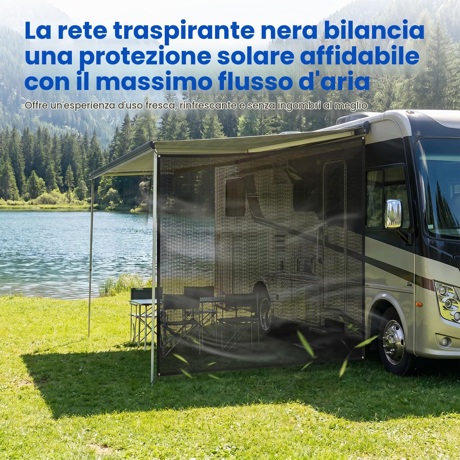 Tenda parasole per camper, 246 x 215 cm, parete laterale per auto | Protezione UV, 75% di protezione dagli sguardi indiscreti, resistente alle intemperie, montaggio rapido