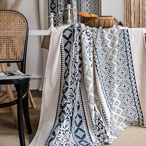 Miniatura 5 de VOGOL Cortinas bohemias con estampado geométrico, 59 x 63 pulgadas, filtrado de luz, lino y algodón, cortinas decorativas para ventana para sala de