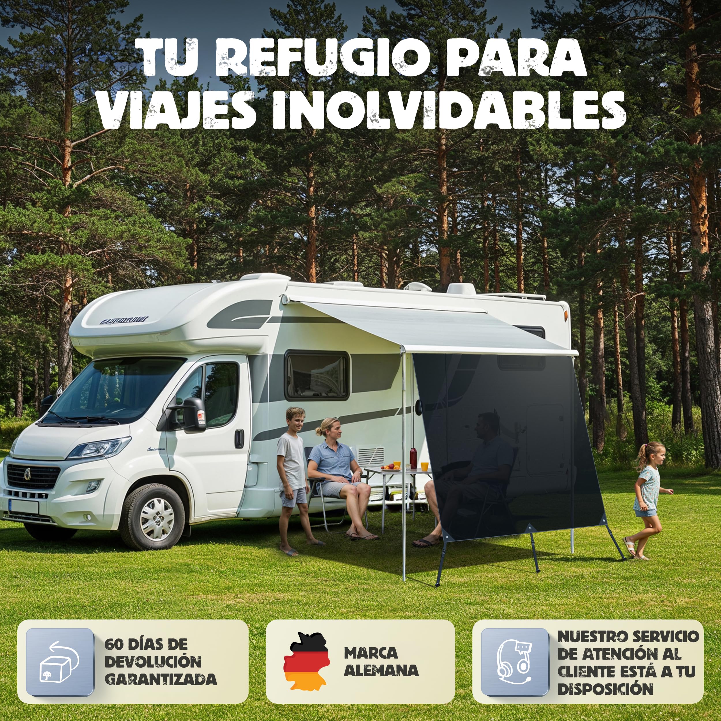 LAINFELD Toldo de Refuerzo de 2,4 x 2,0 m, protección Solar para autocaravanas, toldo Apto para Thule Omnistor, Barra de Refuerzo para Accesorios