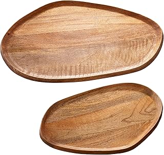 Riess Ambiente Set of 2 Amazonas Mango Wood Handmade Decorative Trays Wooden Tray Table Decoration Home Accessory