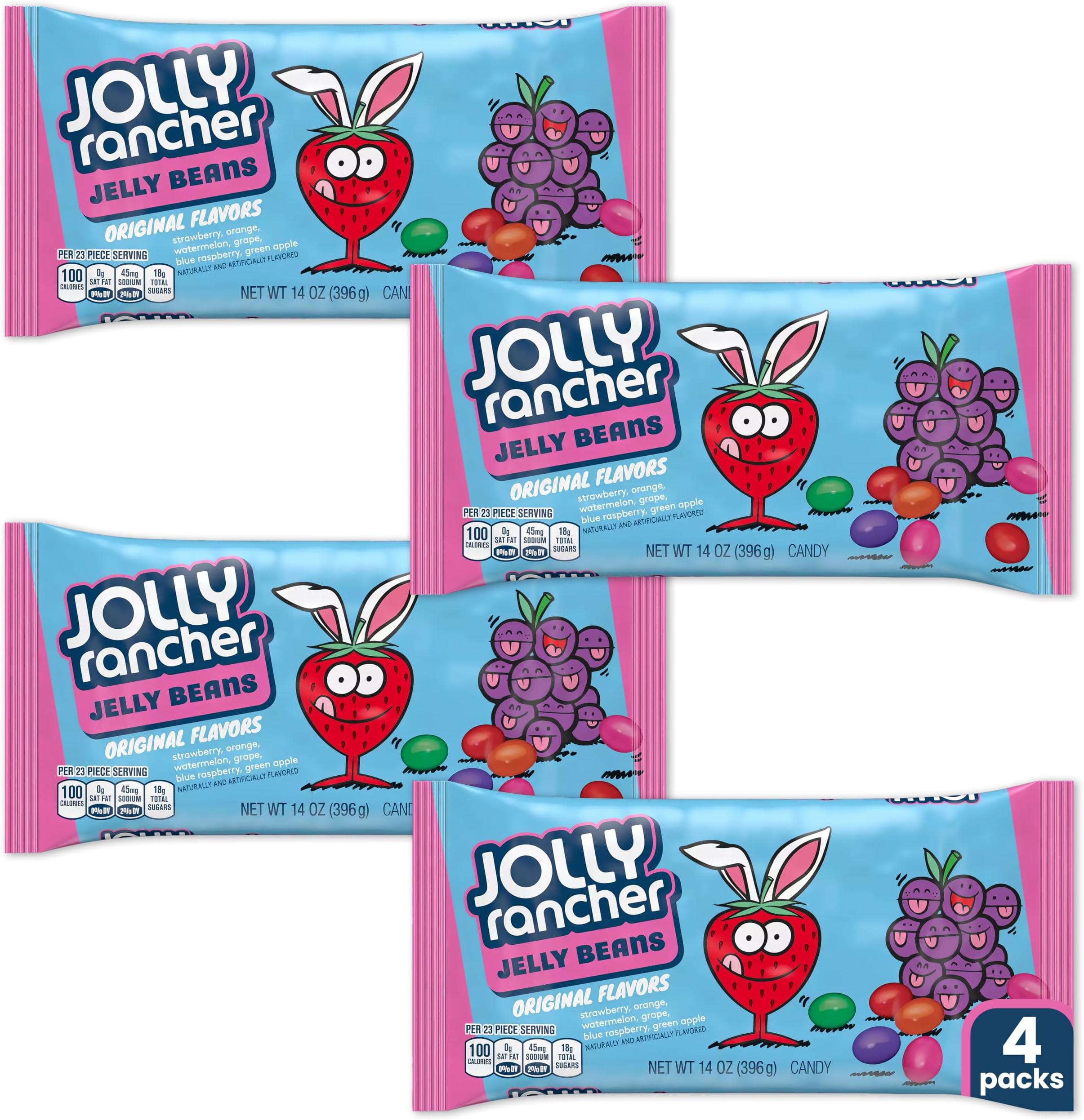 Jolly Ranchr Original Fruit Flavored Jelly Beans Easter Candy - 4 Bags of 14 oz