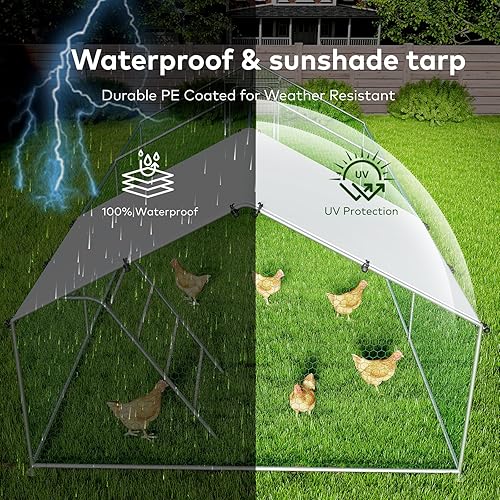 Miniatura 65 de Jaula grande de metal para gallinero con cubierta impermeable y resistente a los rayos UV, gallinero al aire libre para uso en granja en el patio