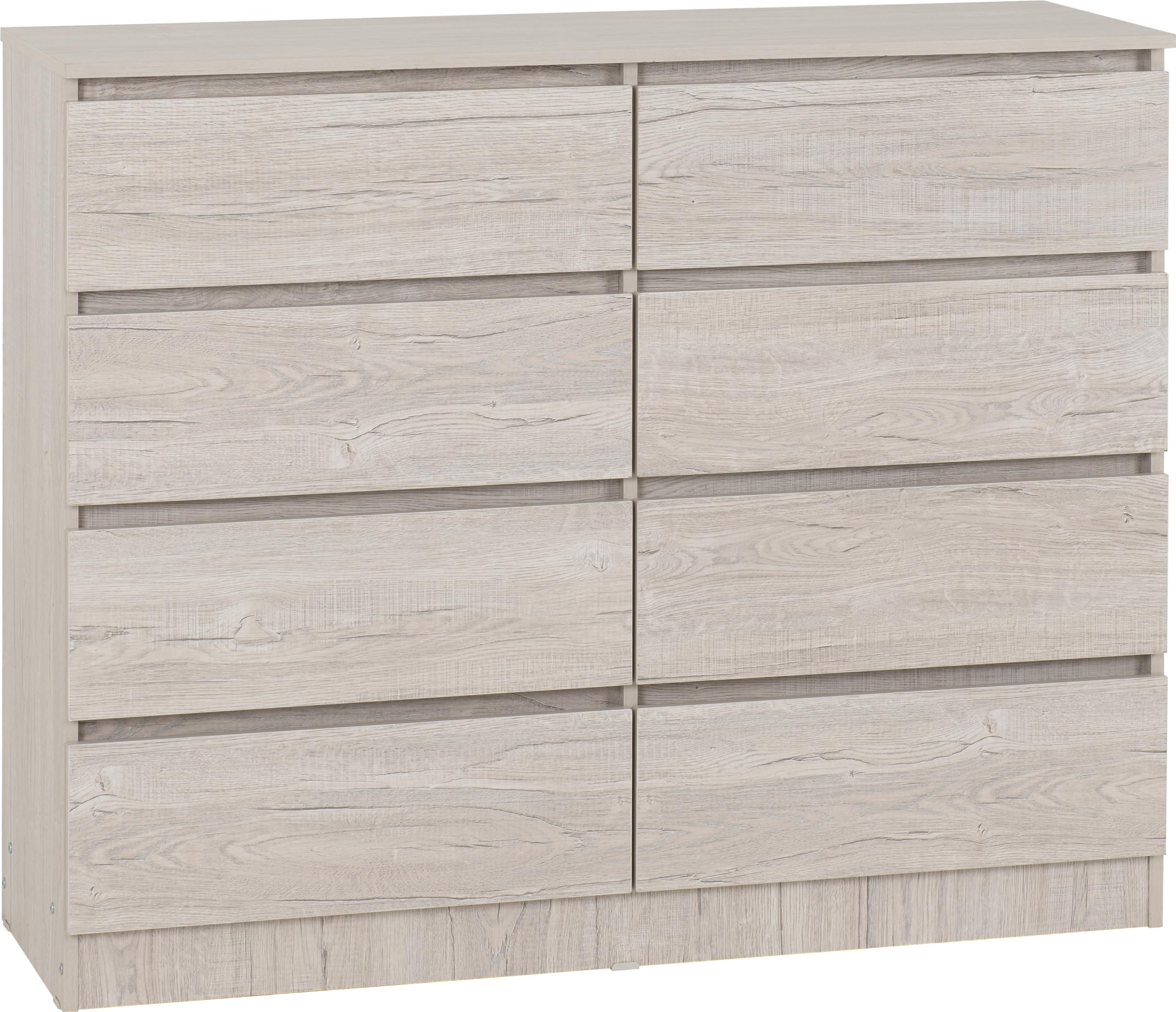 Seconique Malvern 8 Drawer Chest of Drawers - Urban Snow White - Handle-Free Design