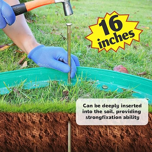 Miniatura 3 de 25 estacas de 16 pulgadas, estacas galvanizadas resistentes para bordes de pavimentación, barrera de malezas, cubierta de suelo, césped artificial,