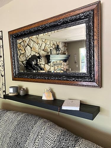 Vista 105 de joelsantiques - Estante rústico y contemporáneo con soportes, pino macizo, hecho a mano en Estados Unidos, 2 pulgadas de grosor x 8 pulgadas de Gris