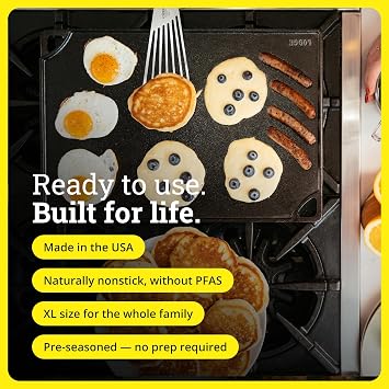 Lodge Reversible Cast Iron Grill/Griddle Pan XL, 16.75 x 11.5 Inches