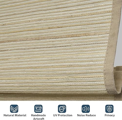 Miniatura 2 de Persianas romanas personalizables sin cordones para ventanas, tratamientos de ventanas, de tela natural, persianas romanas con filtro de luz, color