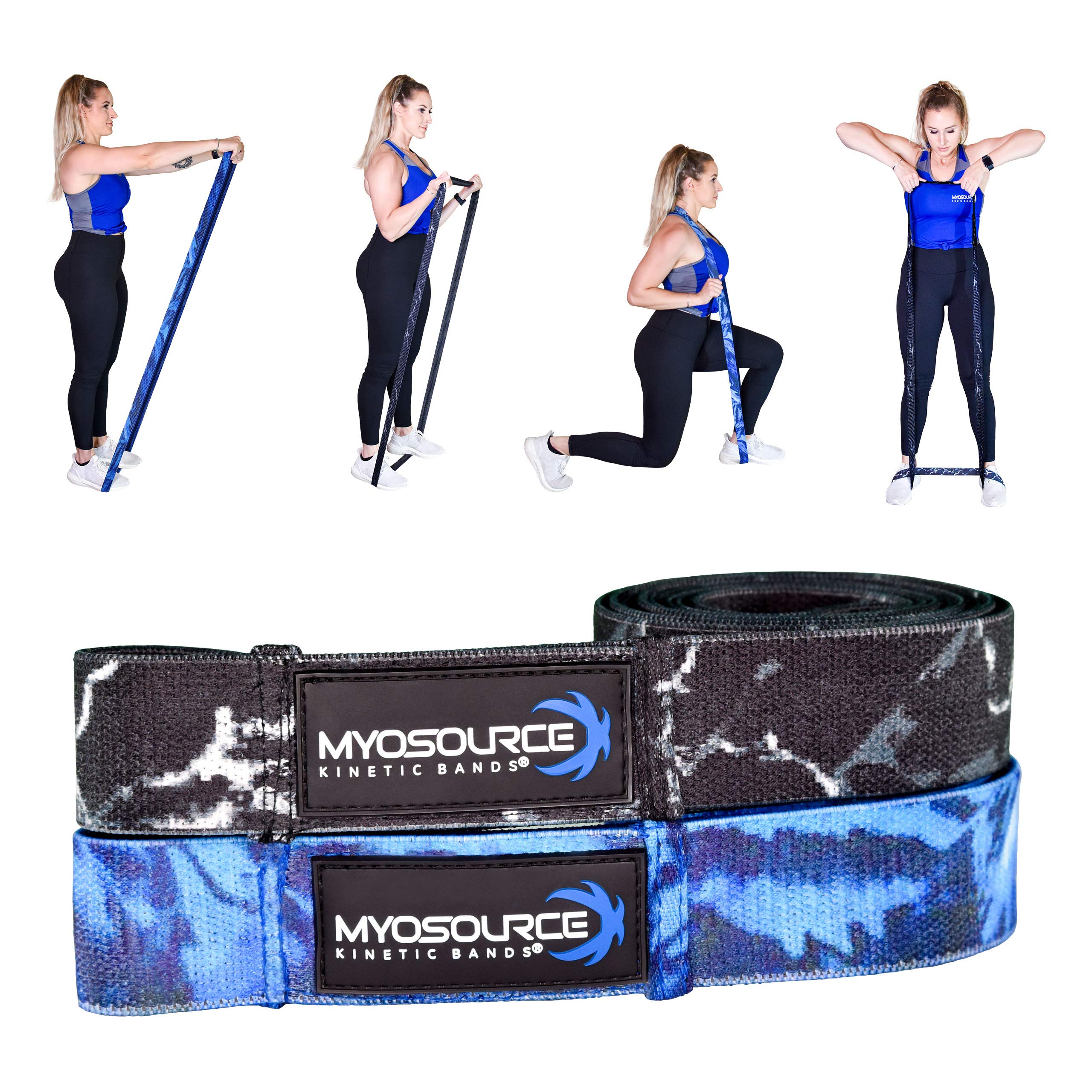 Vitality Flex Long Fabric Resistance Band – Easy Grip Non-Slip Portable Exercise Bands – Home Gym Fitness Stretch Strength Training Workouts - Downloadable Workout Guide