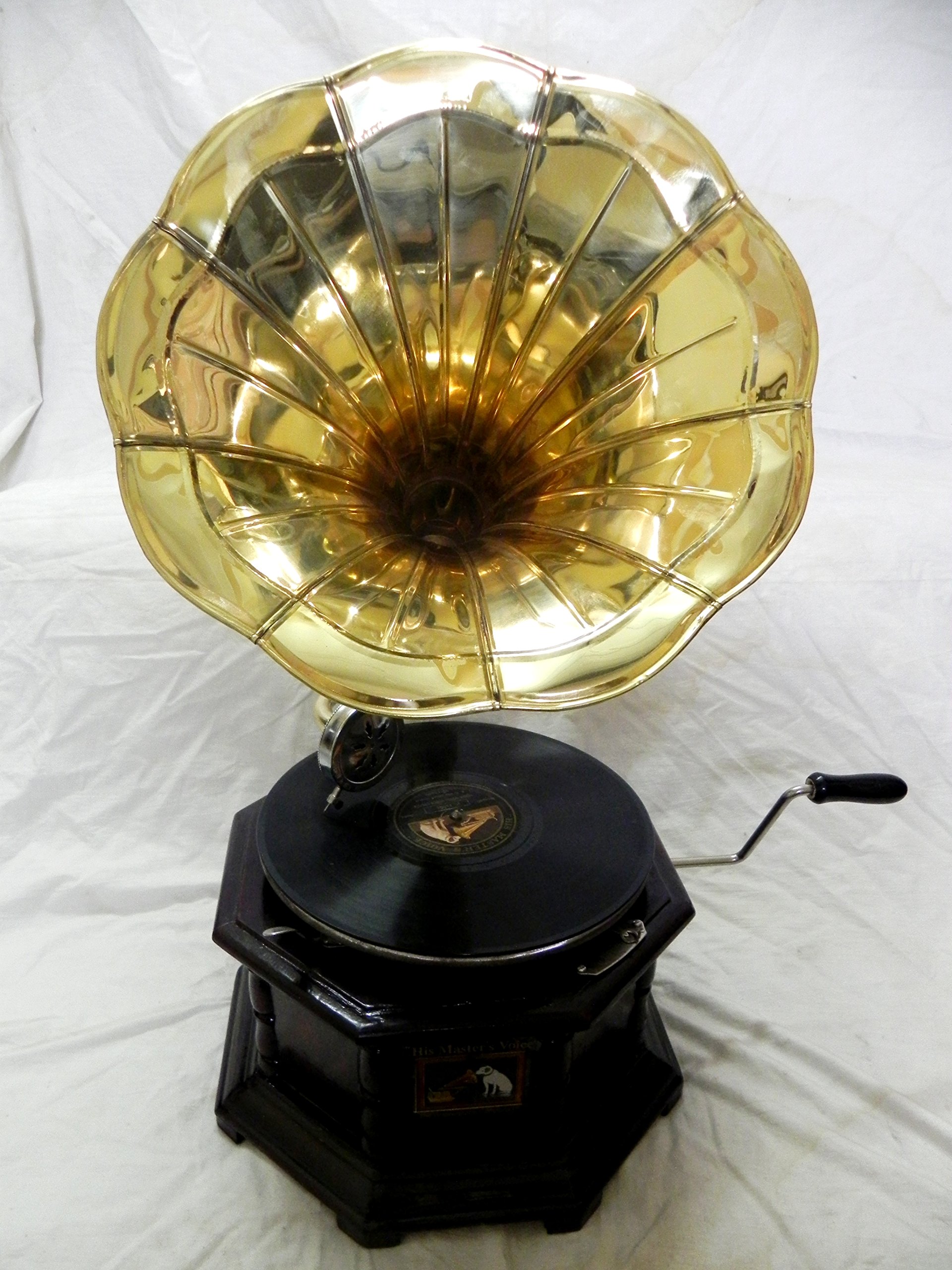 ANTIQUE LOOK BRASS PLAIN HORN OCTAGONAL GRAMOPHONE 78 RPM