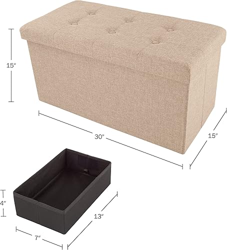 Miniatura 64 de Lavish Home - Banco otomano con almacenamiento, plegable, tapa acolchada de espuma con punzoneado de 30 pulgadas, gris oscuro