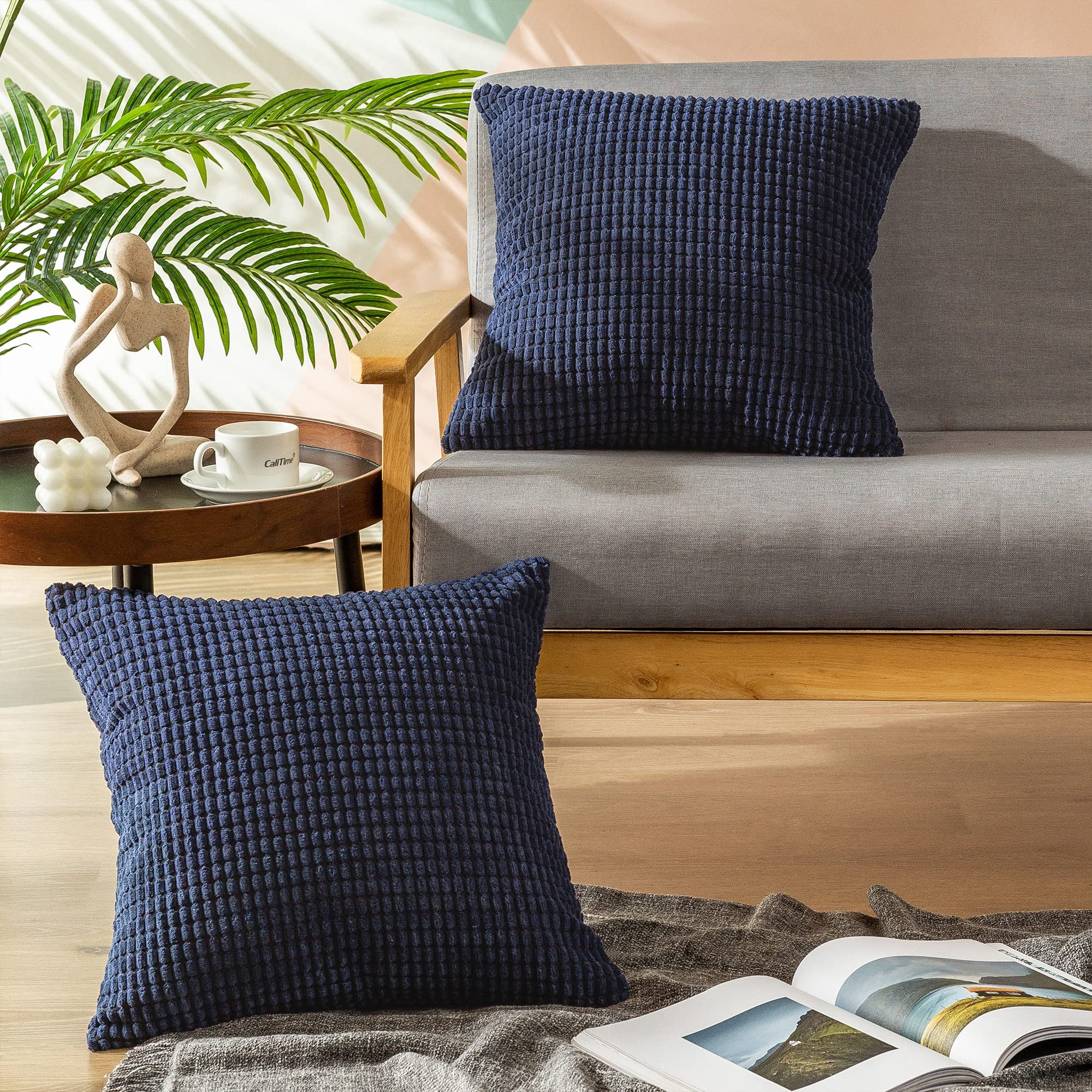 CaliTime 2 Federe Per Cuscini 30x50 Cm – Conchiglie Jacquard, Cerniera Invisibile, Per Divano E Camera Da Letto