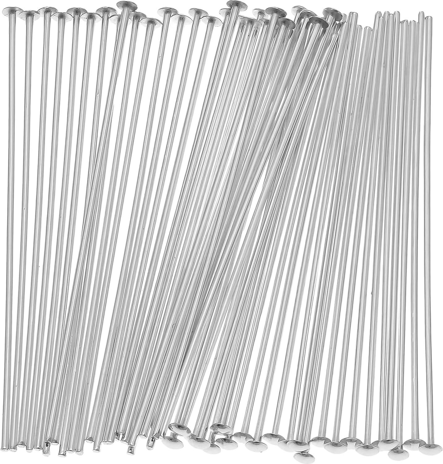 50 Head Pins Sterling Silver Jewelry Bead Hat 22 Gauge