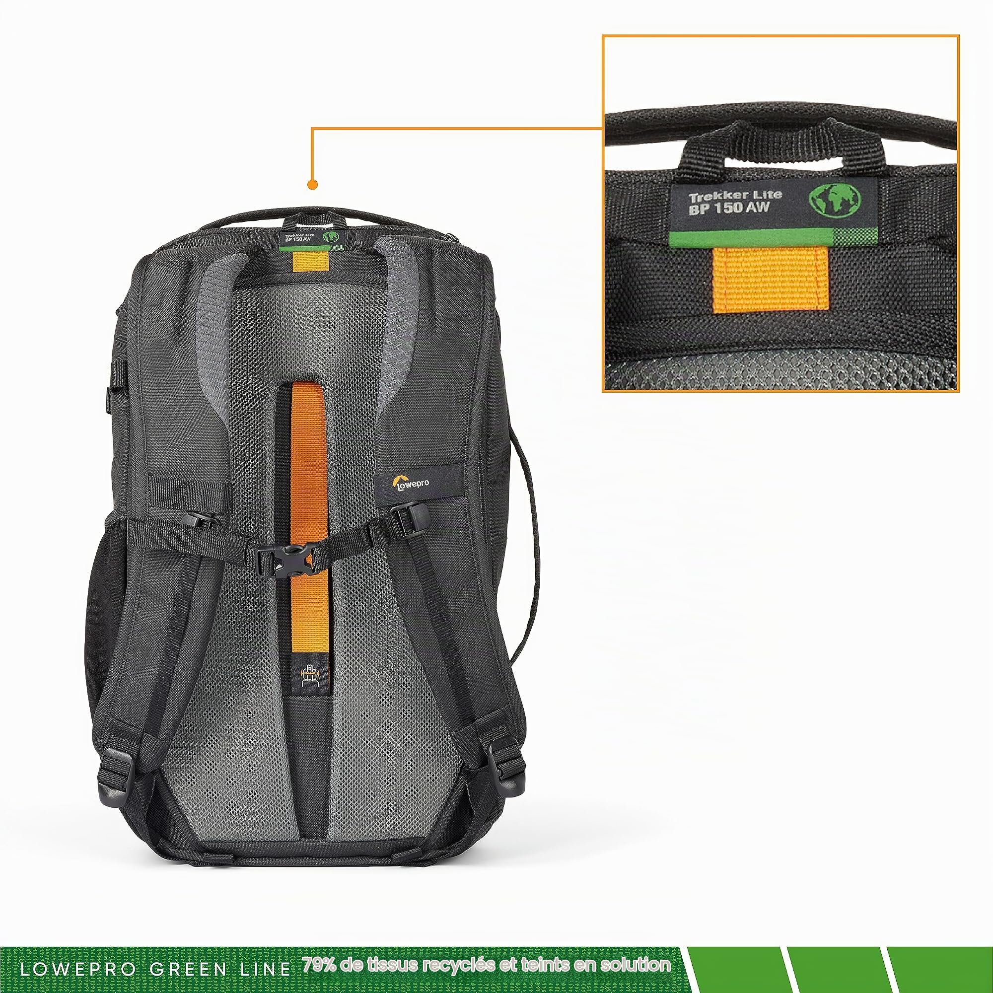Lowepro Trekker Lite BP 150, Sac à Dos pour Appareil Photo Hybride avec Insert Amovible, Accessoire Système de Bandoulière, Compatible avec l'Appareil Sony Alpha 6000, Noir