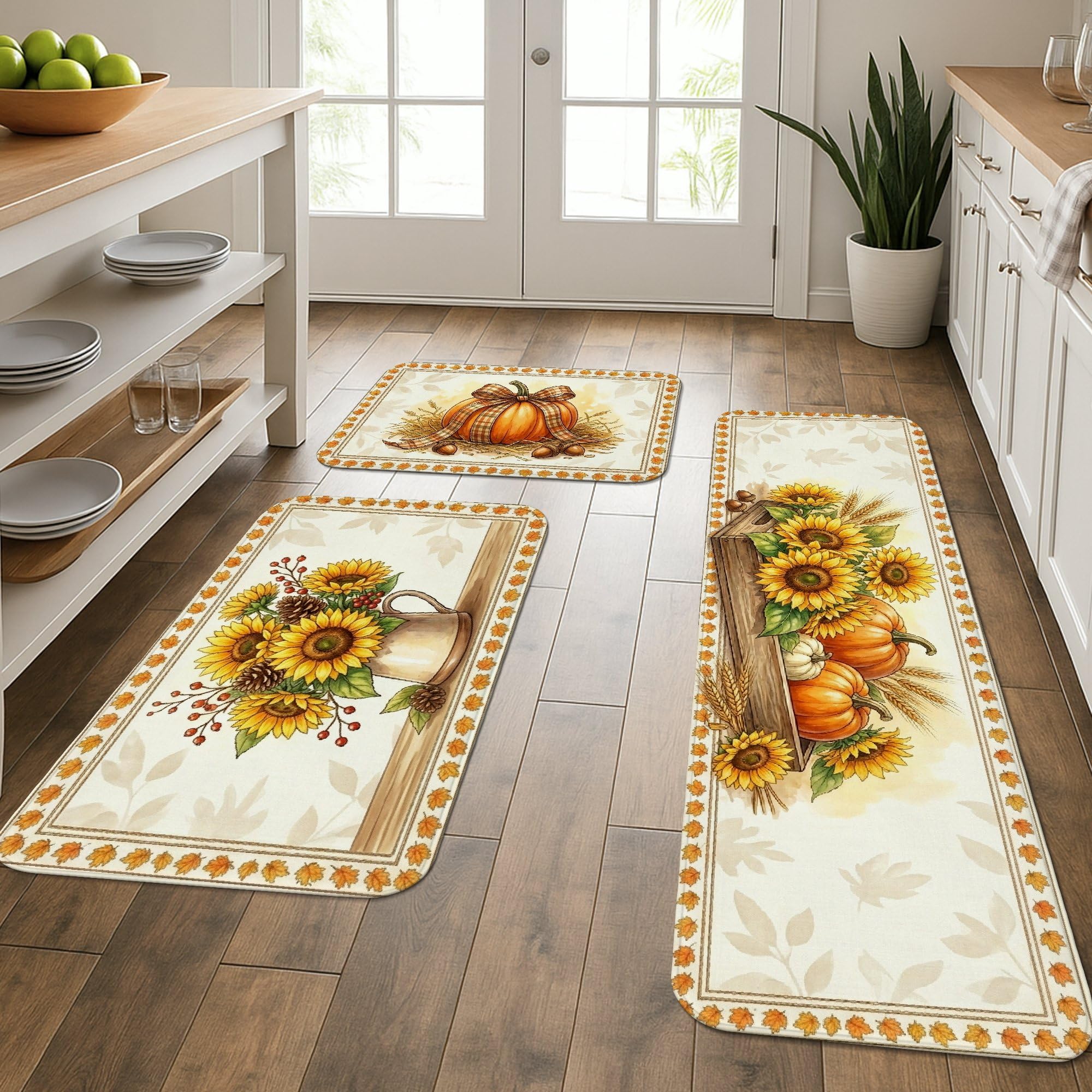 Lot de 3 tapis de cuisine décoration évier buanderie et salle de bain