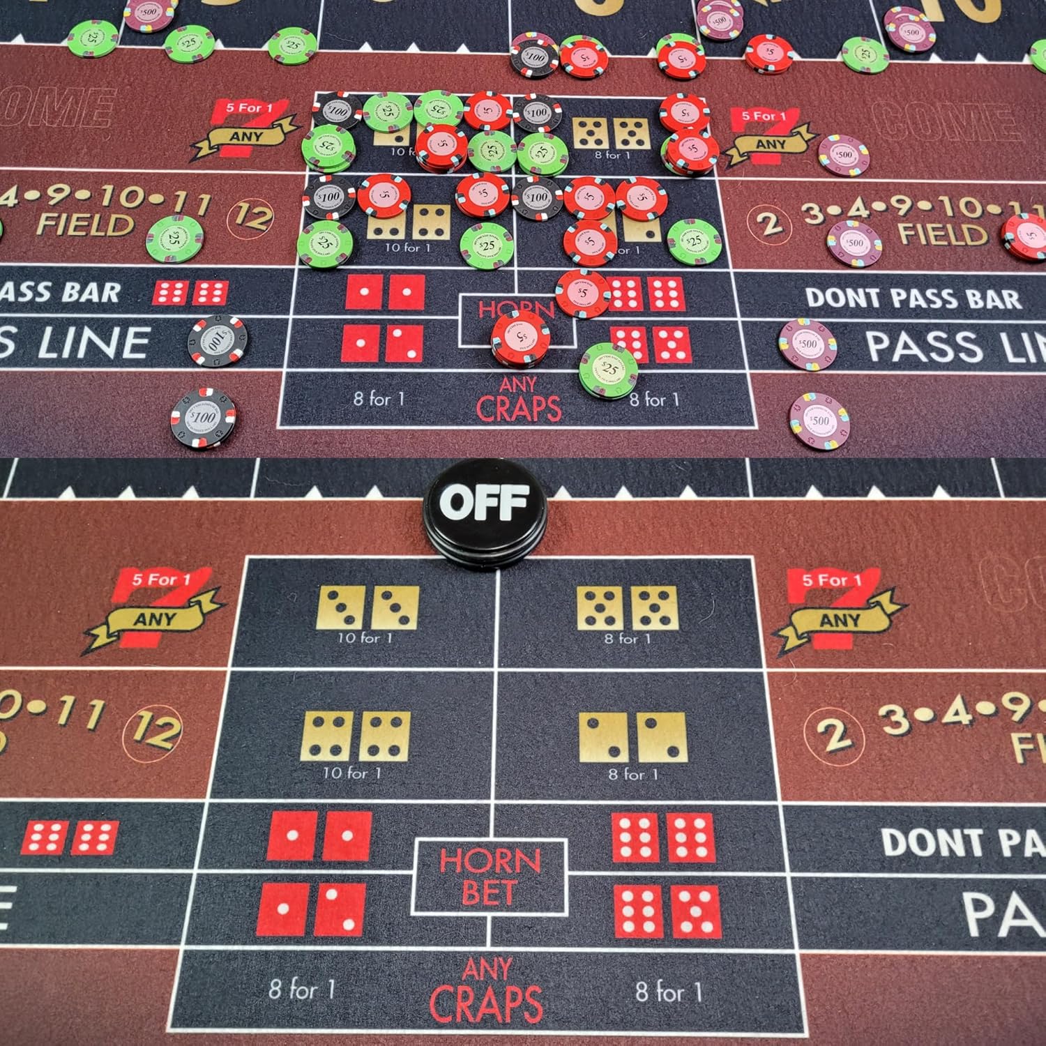 Premium Quality Craps Mat - Lightweight Portable - Fits on Most Dining Room Tables - The Ultimate Home Style Party Game