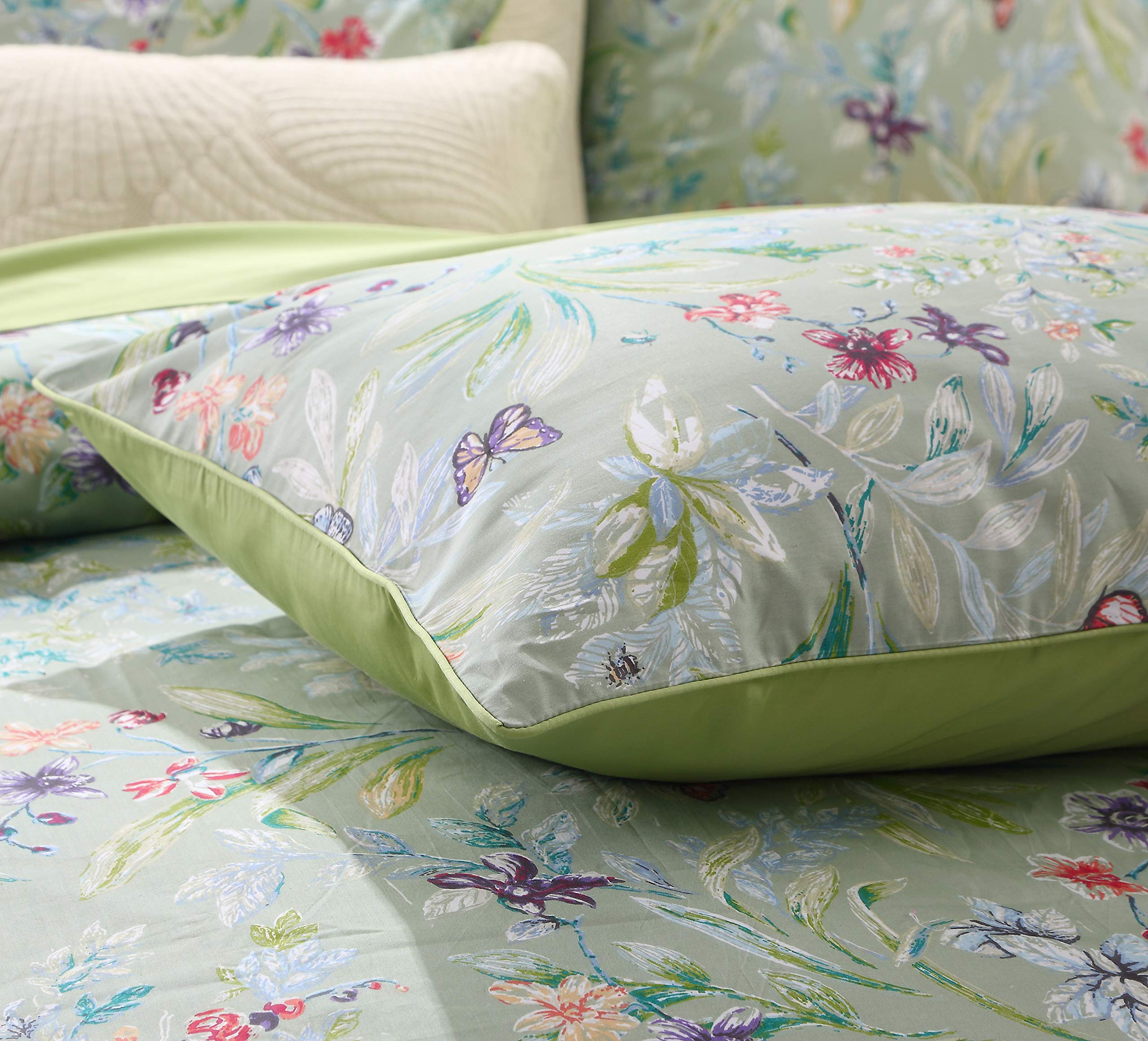 USTIDE Green Oil Painting Duvet Cover Set 3 Pieces Farmhouse Floral Bedding Set Bed Cover with 2 Pillowcases,Double Size - Image 3