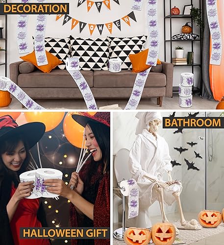 Miniatura 5 de Printed TP Halloween Trick or Treat - Papel higiénico impreso para regalo de broma, rollo de papel higiénico aterrador para sorpresa, broma,