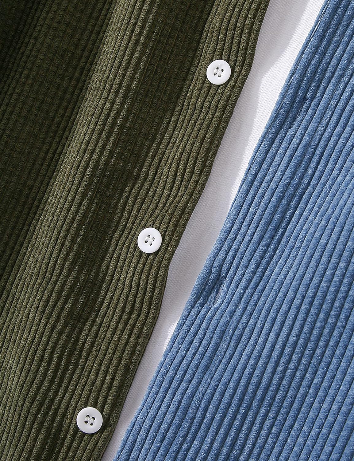 UANEO Mens Shacket Patchwork Long Sleeve Button Down Corduroy Shirts for Men - Image 5