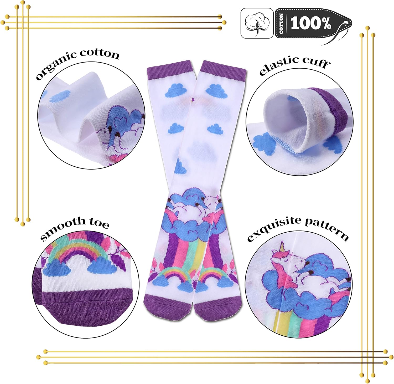 Color City Girls Knee High Socks Kids Long Boot Socks Cozy Fun Animal Warm Cotton Socks - Image 3