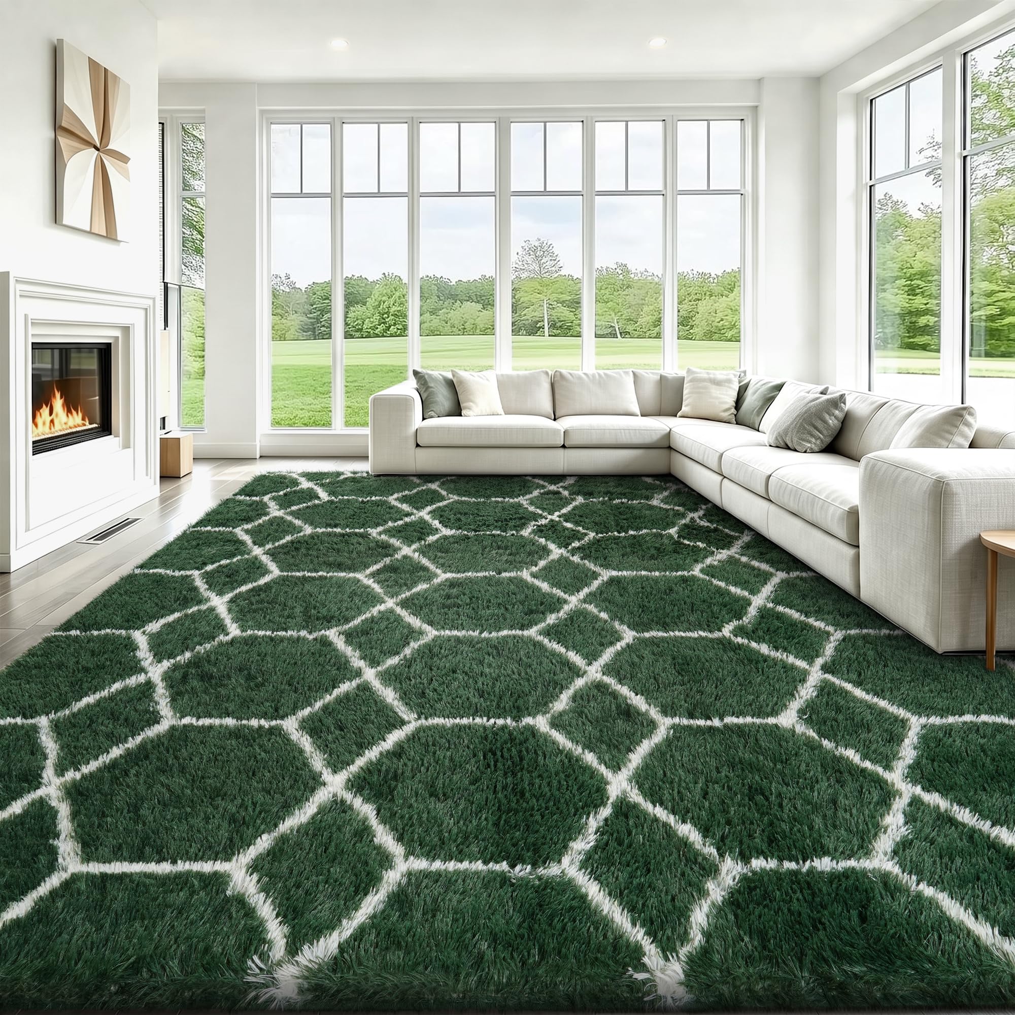 FVVRAX Large Rugs Living Room, Non-Slip Washable Geometric Rugs for Bedroom — image 1