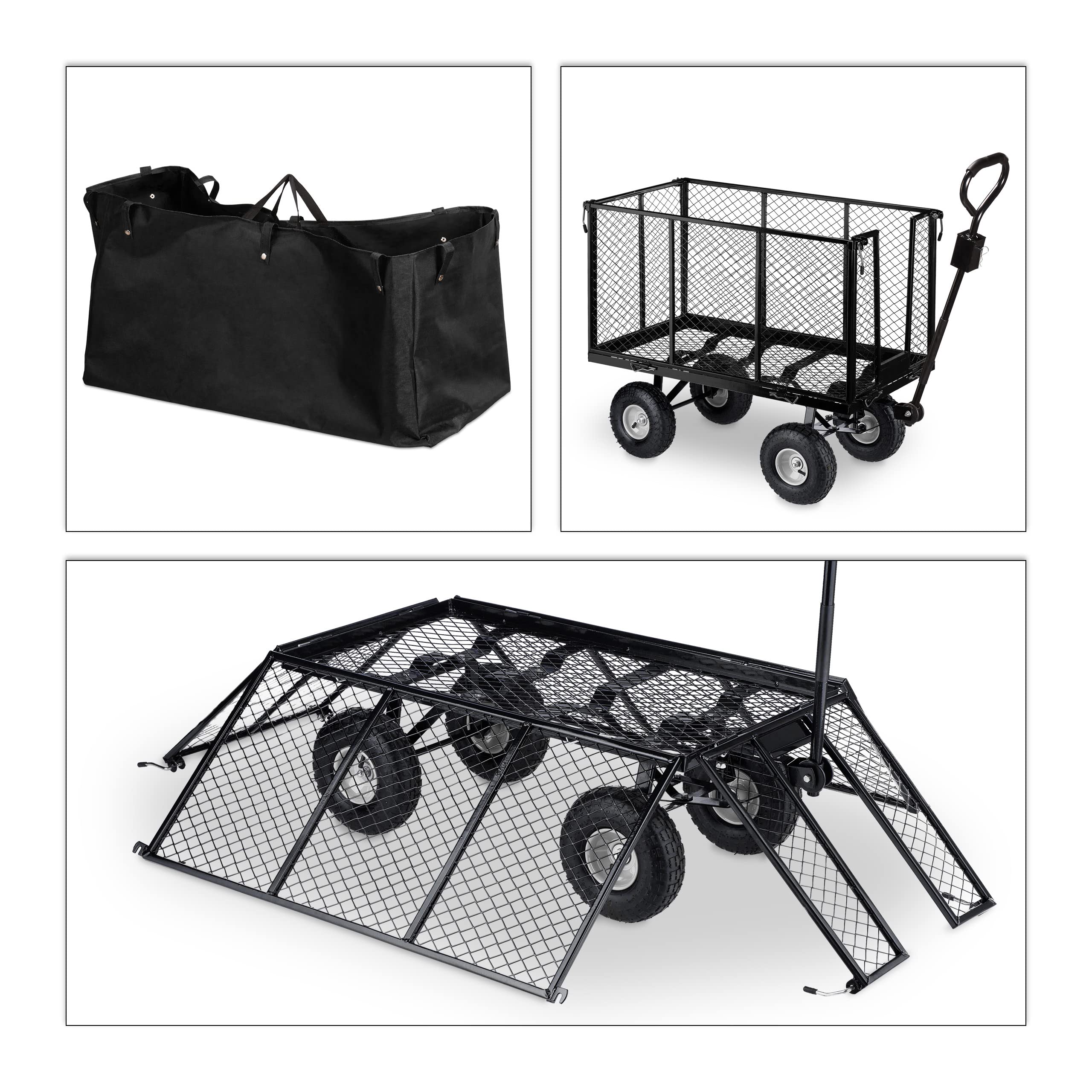 Relaxdays Bolderkar Met Luchtbanden 500 Kg Transportkar Tuinkar Bolderwagen Strand 590341459