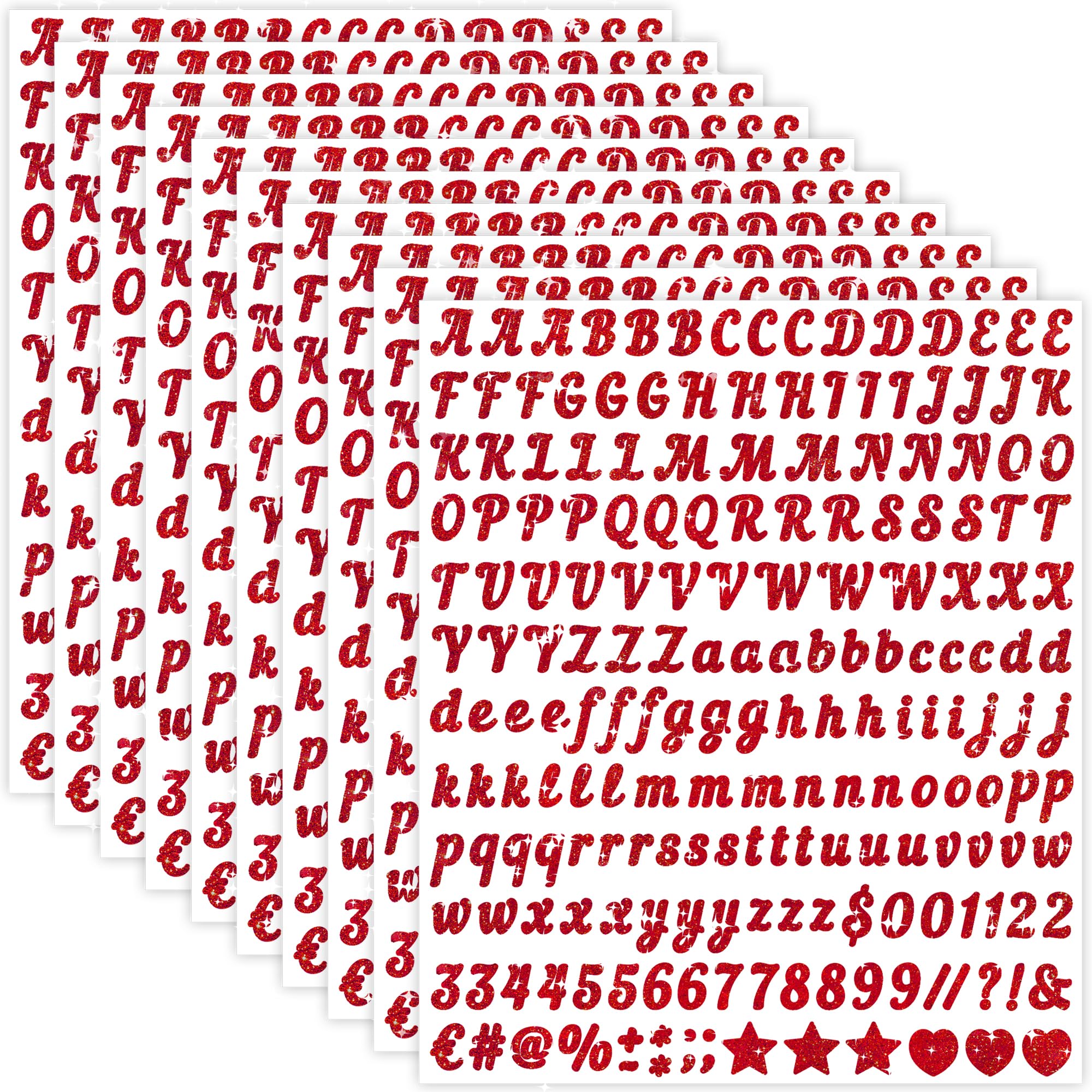 2000Pcs Letter Stickers Red Alphabet Stickers 0.5 Inch Small Letters