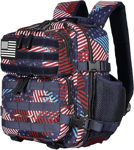 Miniatura 18 de Mini mochila táctica de 9L para hombres y mujeres, mochila táctica pequeña para senderismo, bolsa táctica pequeña, paquete de fitness, Negro&rojo,