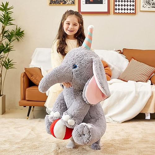 Miniatura 6 de IKASA Juguete de peluche de elefante gigante, de 31 pulgadas, grande, grande, grande, jumbo, suave, juguetes de peluche para niños, niñas, niños y