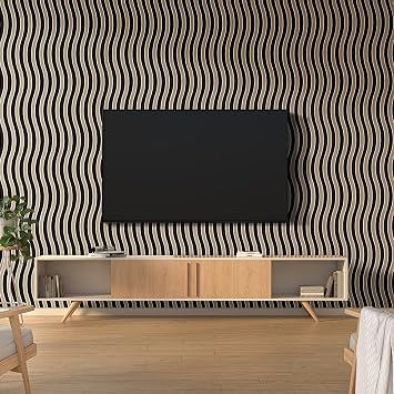 Wave Design Oak Decorative Wall Panel Wood Slat Panelling | Wooden 3D Slatted Acoustic Sound Absorbing Ceiling or Wall Slats (Wave (3 Pack))