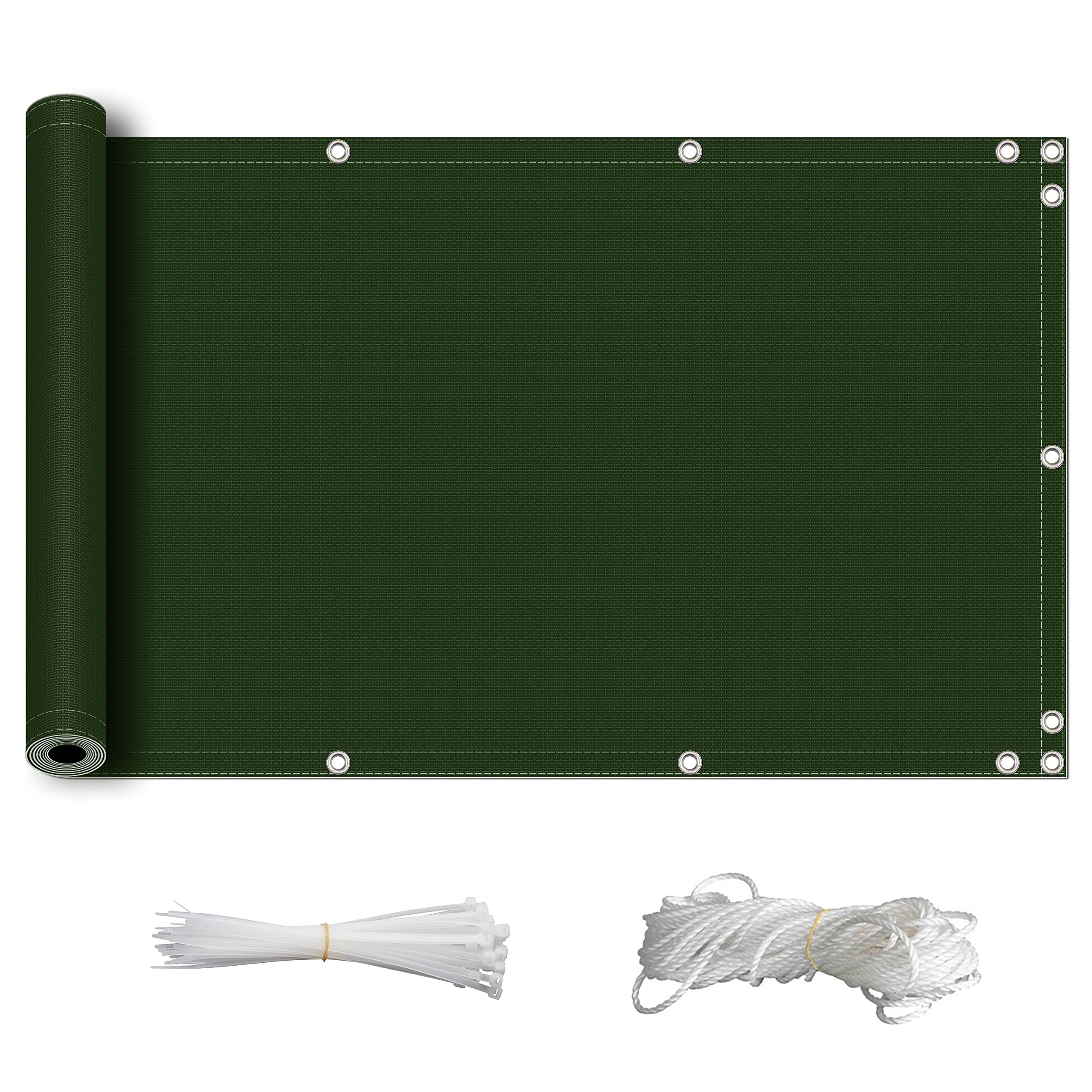 ZQXFZ Privacy Screen Balcony Protect 100x550cm 160g/㎡Oxford Cloth Windproof And Rainproof With Installation Package Easy To Install Balcony Cover -Dark Green. — image 1