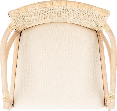 Miniatura 7 de SAFAVIEH Home Collection - Gianni - Silla con brazo de ratán de madera maciza lavada natural y blanca, asiento con acento costero tropical para sala
