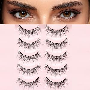HH LL Natural Look Cat Eye Short False Eyelashes Wispy Fake Mink Soft Comfortable Fluffy Lashes 5 Pairs