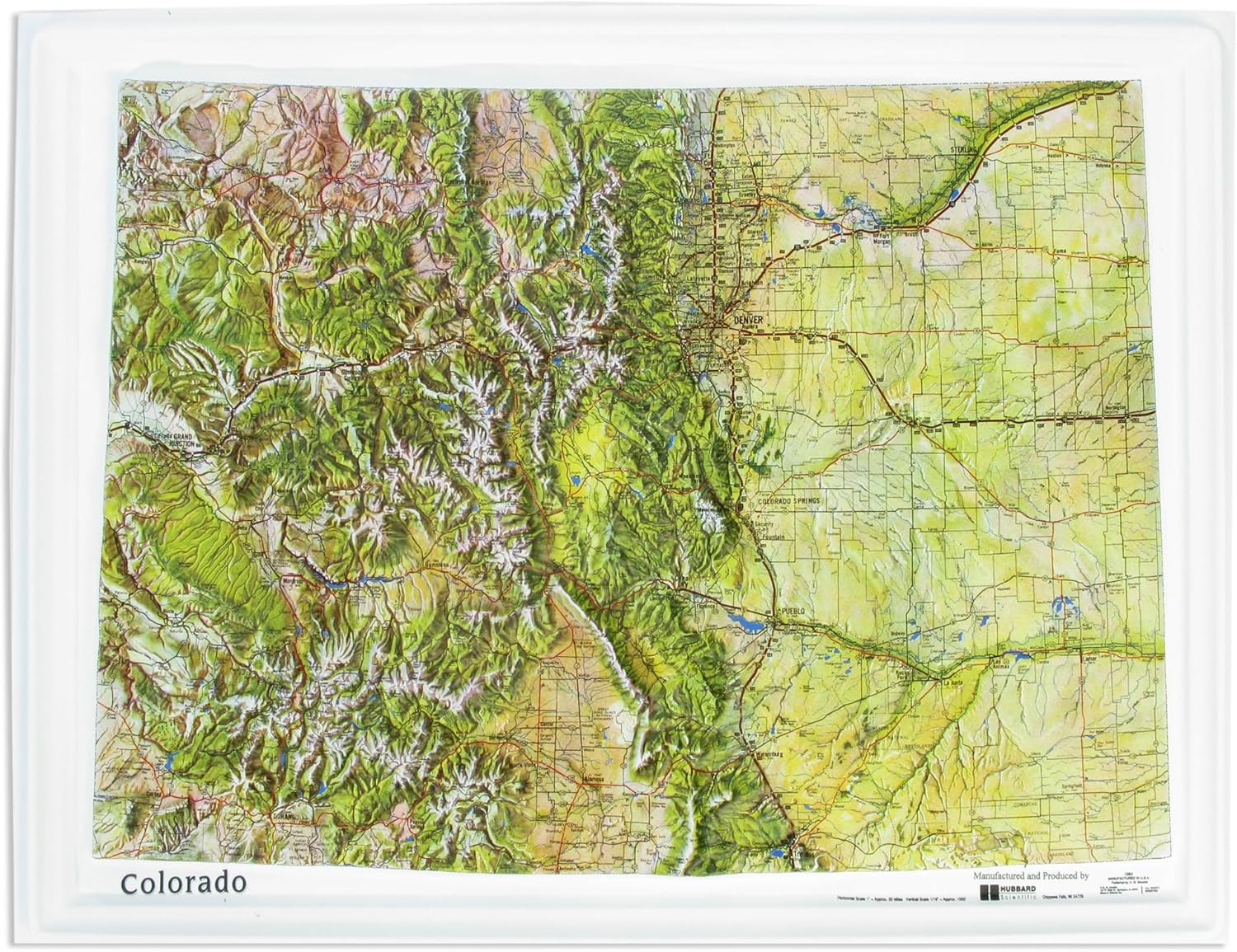 Hubbard Scientific 3D Colorado Map | A True Raised Relief Map - You Can Feel the Terrain | Vacuum-formed Molded | 22″ x 17.5″ | Detailed Topography
