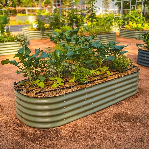 Miniatura 27 de Vego garden Kit de cama de jardín elevada, 17 pulgadas de alto, 6 en 1, modular de metal, para verduras, flores, patio, jardinera, caja de Blanco