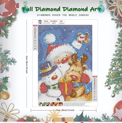 Miniatura 3 de Kits de pintura de diamantes de Navidad para adultos  Papá Noel, muñeco de nieve y ciervo, arte de diamantes de imitación 5D, arte y manualidades,