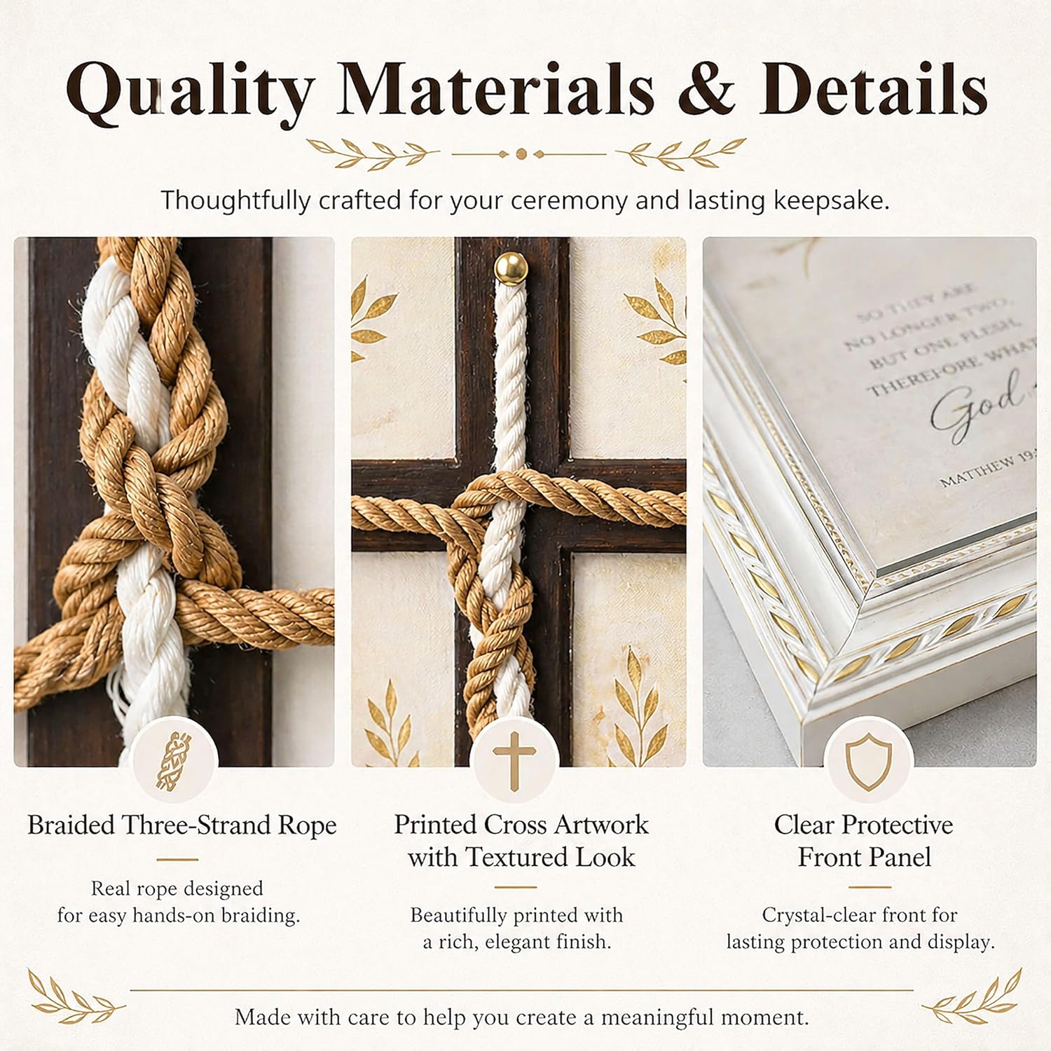 Antspertor A Cord of Three Strands Wedding Ceremony Sign,13 × 17 in– Interactive Unity Rope Cross for Braiding Ceremony, Bible Verse Christian Wall Décor Keepsake