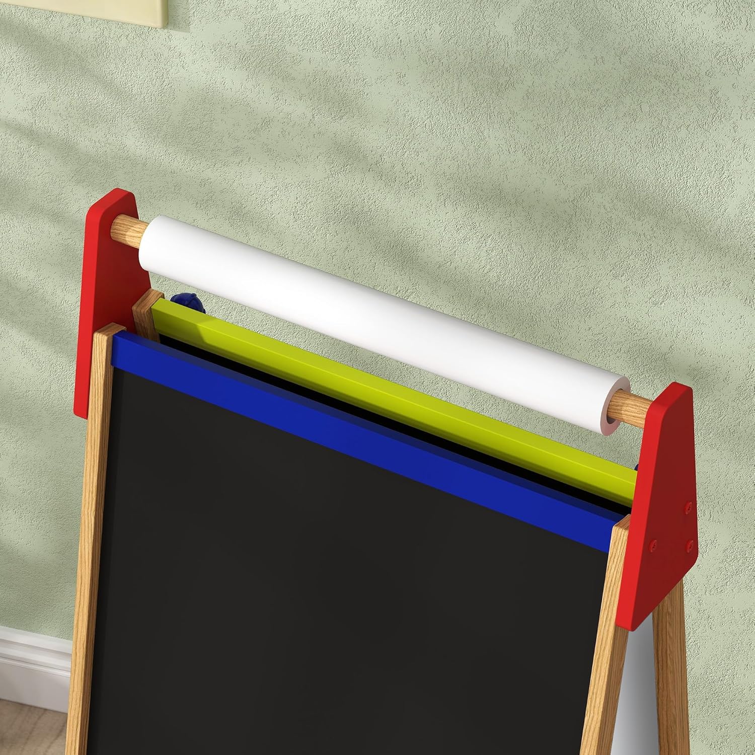 Qaba Art Easel for Kids, 3 in 1 Wooden Drawing Easel with Paper Roll, Whiteboard, Chalkboard, Storage Tray, Painting Accessories, Double Sided & Adjustable Height for Toddler, Gift for Boys Girls