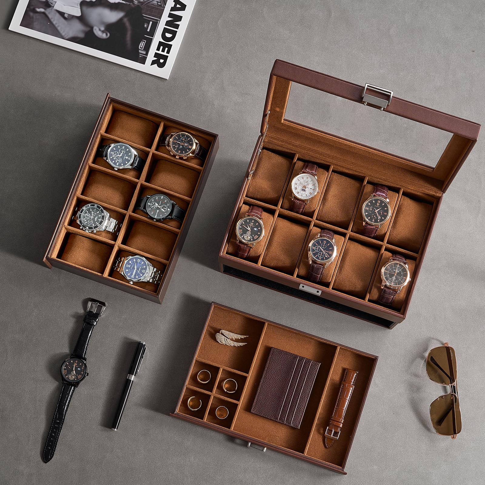 SONGMICS Présentoir Coffret Boîte à Montre 20 Montres JWB301