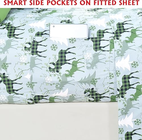 Vista 37 de Elegant Comfort Sábanas suaves de lujo con patrón navideño 1500 microfibra de calidad hotelera de alta calidad, suavidad, resistente a las arrugas