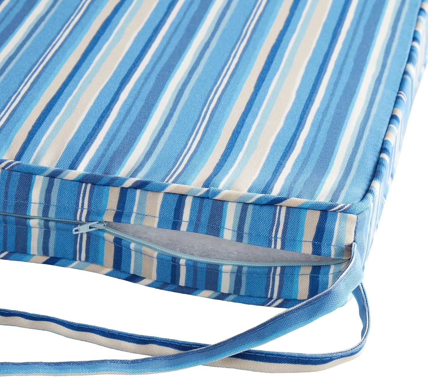 18" Square Outdoor Reversible Dining Seat Cushion (2-Pack), Sapphire Stripe