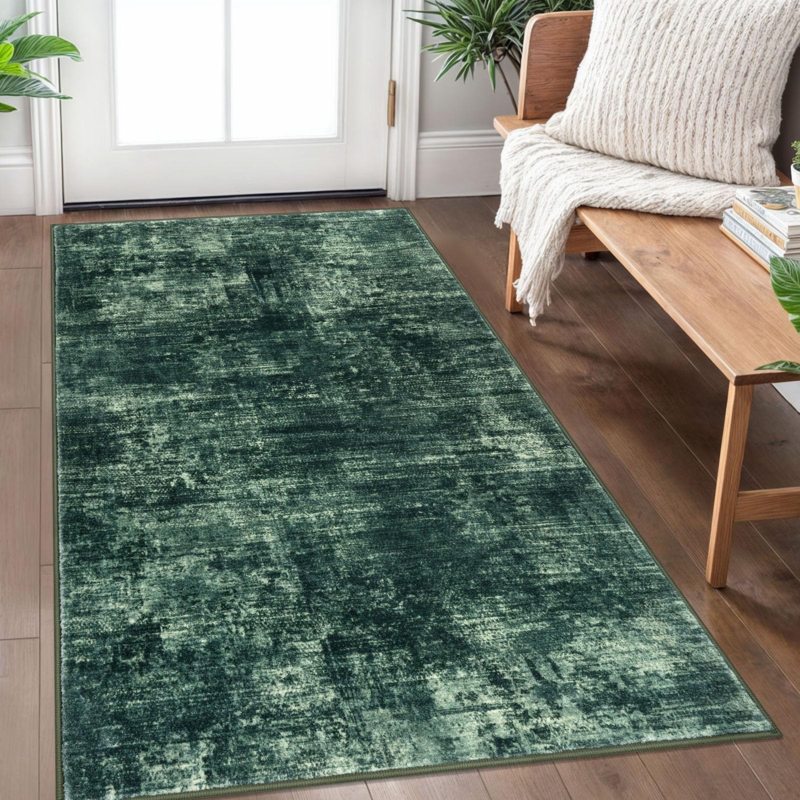 IOHOUZE Abstract Area Rug 3x5 Ft Washable Rugs for Entryway Indoor, Non Slip Kitchen Rug Printed Faux Wool Throw Rugs, Indoor Door Mat for Door